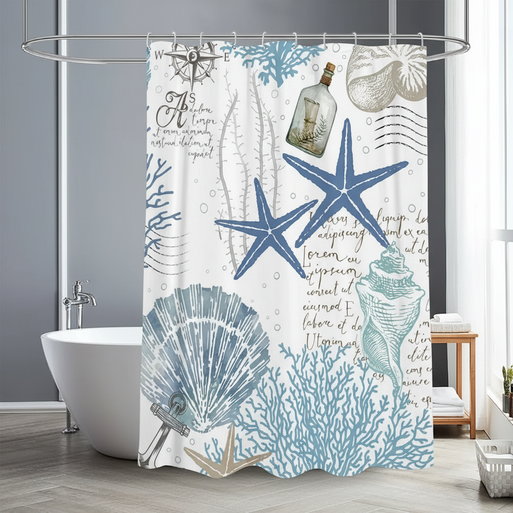 Wasserabweisender Polyester Duschvorhang - StarfishDream