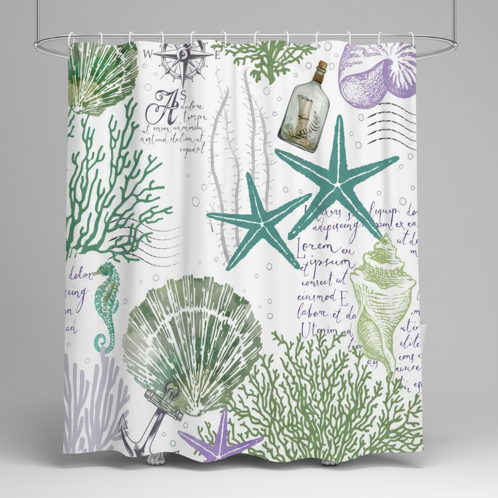 Wasserabweisender Polyester Duschvorhang - StarfishDream