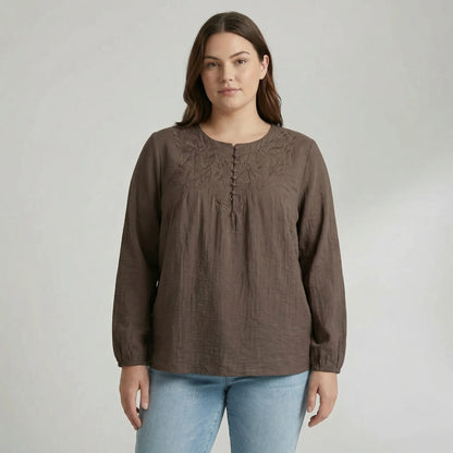 Weit Geschnittene Damenbluse Lang - Joan