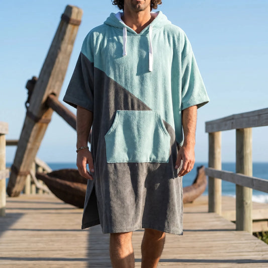 Weit Geschnittener Umziehponcho Mit Kapuze - Sandcape
