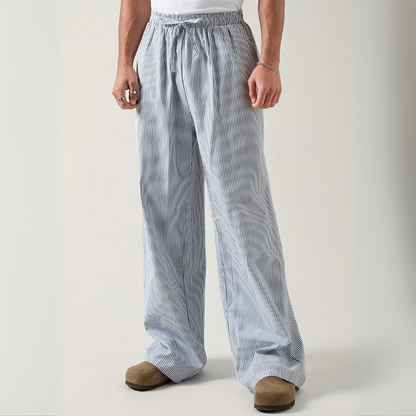 Wide-Leg Striped Casual Trousers - Alex