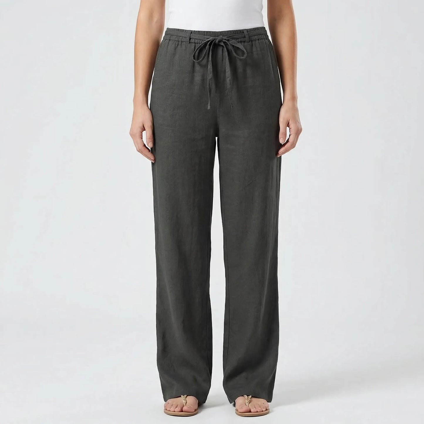 Wide-Leg Tie-Waist Women's Trousers - Laverne