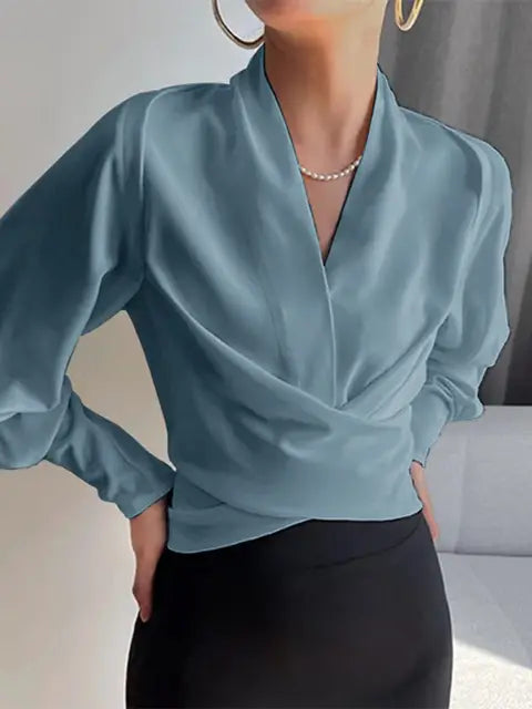 Trendy Damenbluse mit V-Ausschnitt - Elena