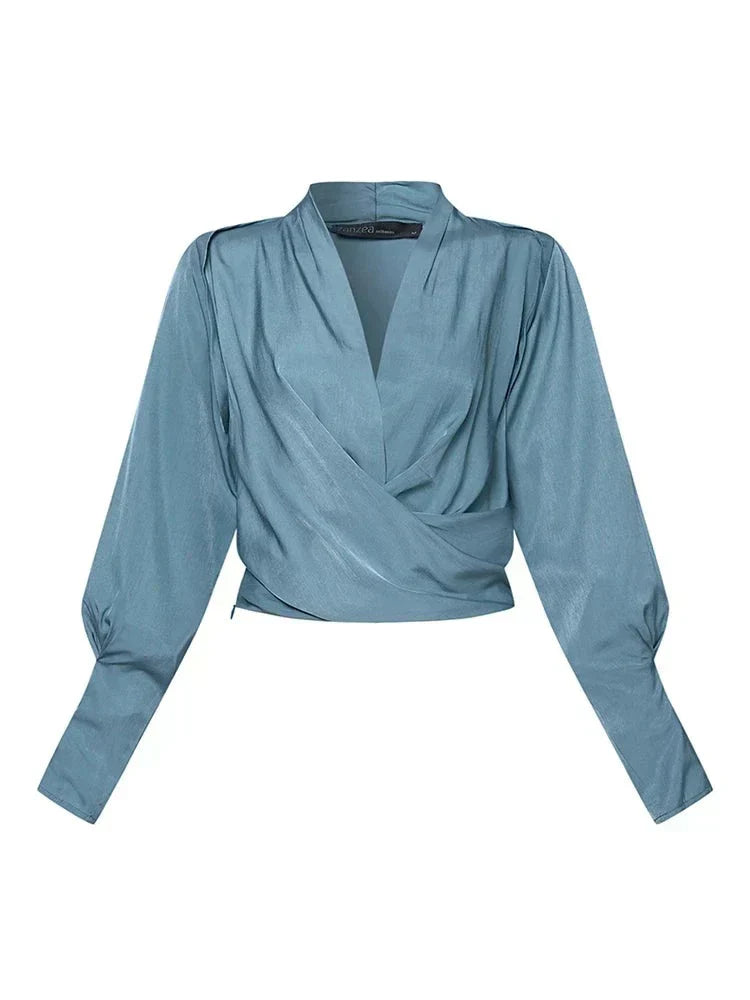 Trendy Damenbluse mit V-Ausschnitt - Elena