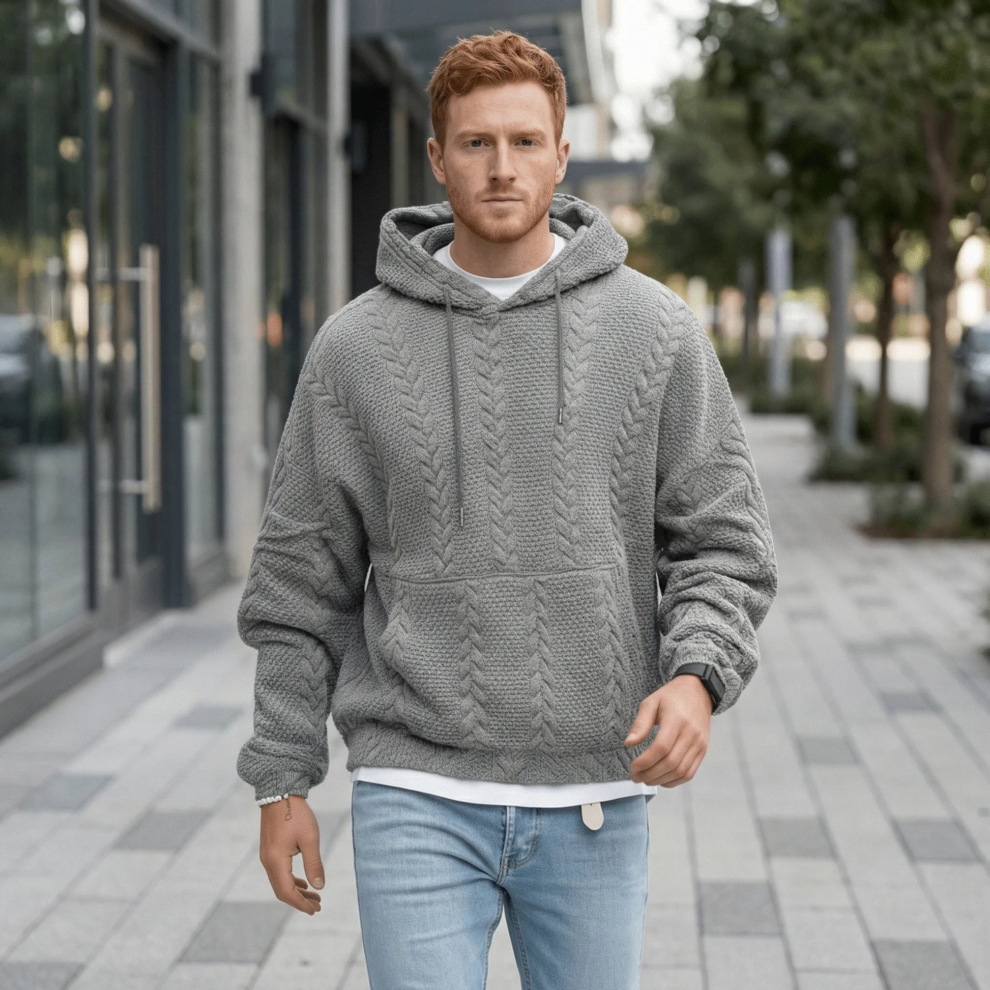 Zopfmuster-Pullover Mit Kapuze - Carlos
