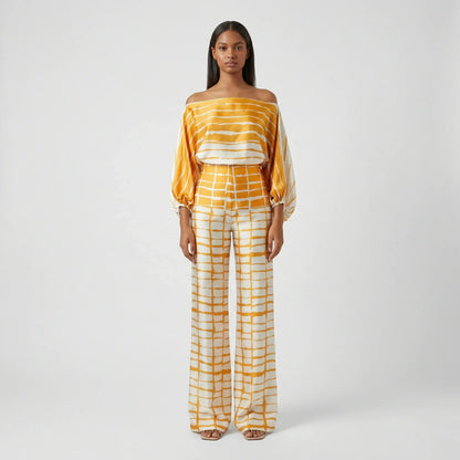 Zweiteiliges Set Mit Off-Shoulder-Top Und Weitem Schnitt - Fannie