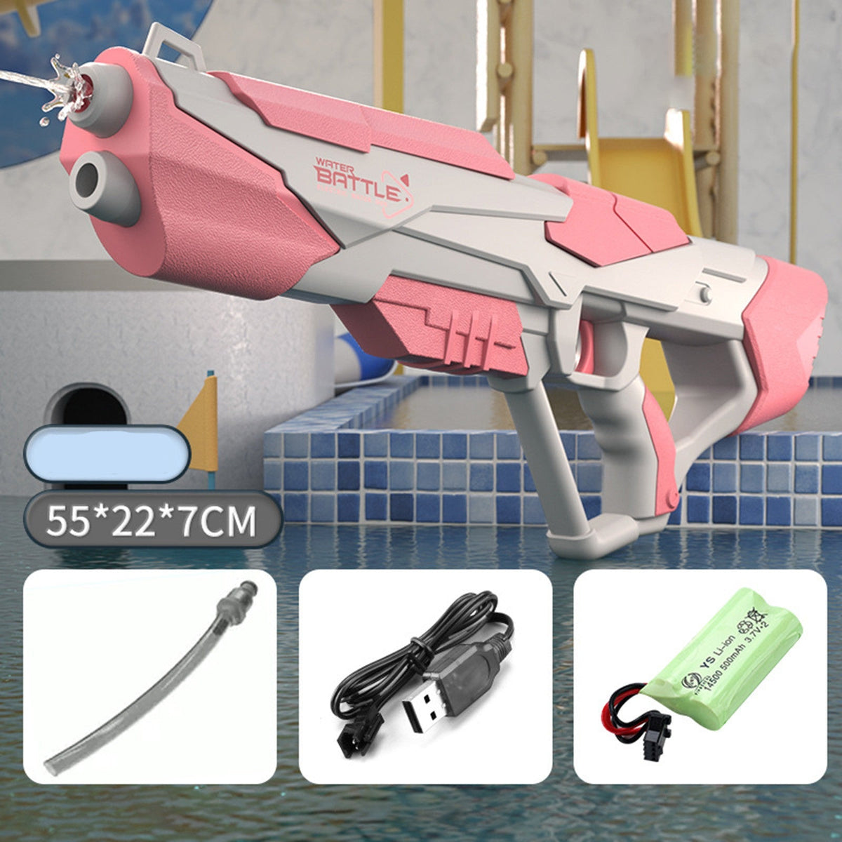 Wasserpistole mit Druckstrahl & USB-Akku für Kinder & Erwachsene – SpritzPower X1