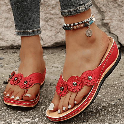 Orthopädische Damensandalen mit Blumendetail – Melina