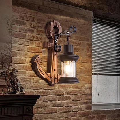 Holzanker LED-Lampe, maritimes Design, Wandmontage, rustikaler Stil, Wohnzimmerbeleuchtung