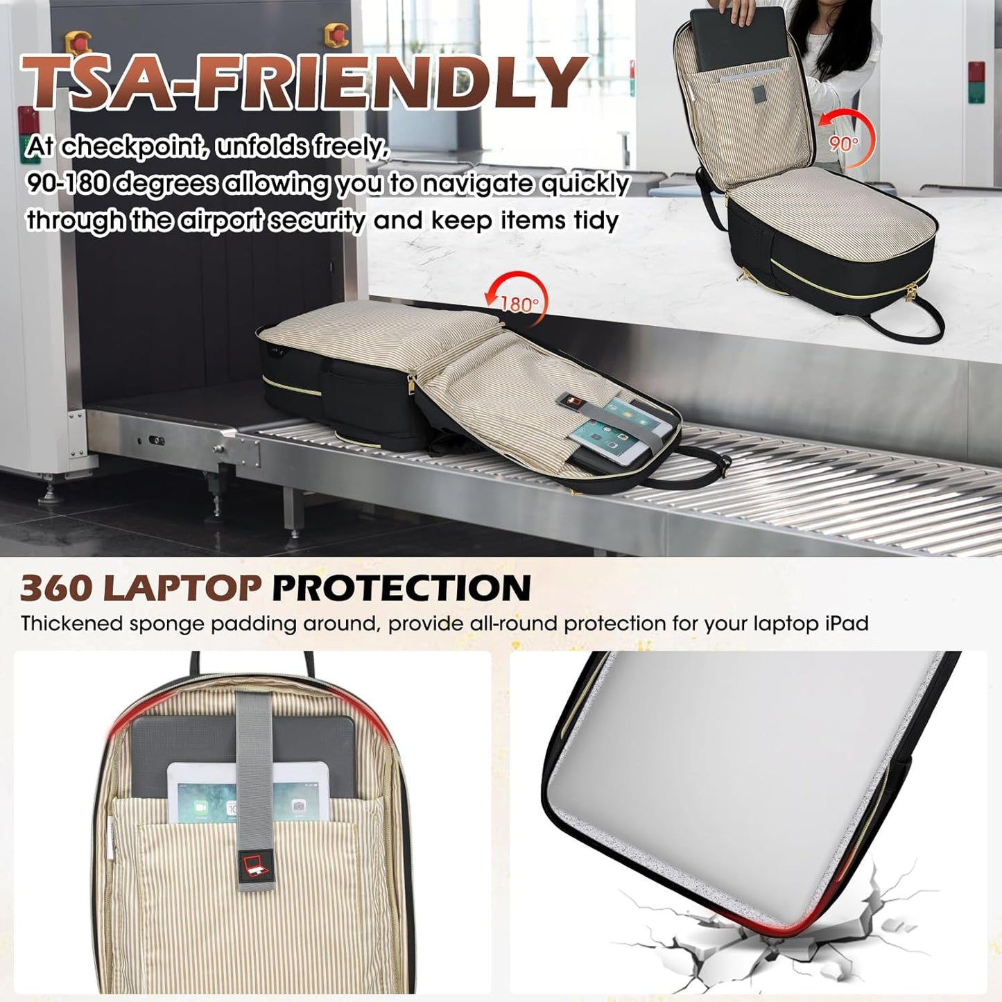 Wasserabweisender Reise-Laptop-Rucksack mit Organisierten Fächern – Geeignet für 15,6"