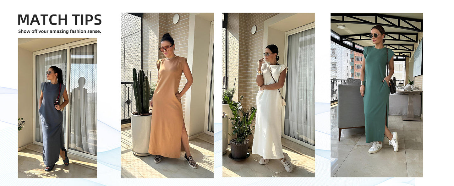 Luftiges Maxikleid mit Taschen Damen – Romy