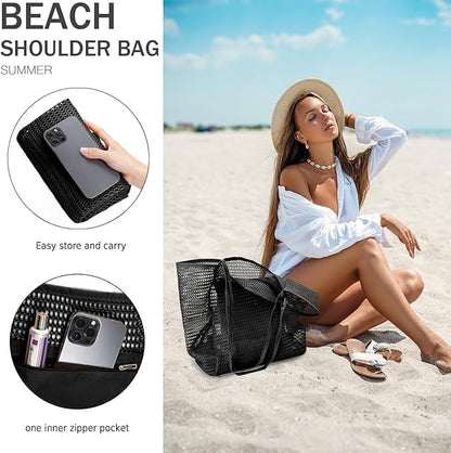 Faltbare Mesh-Strandtas mit Innentasche