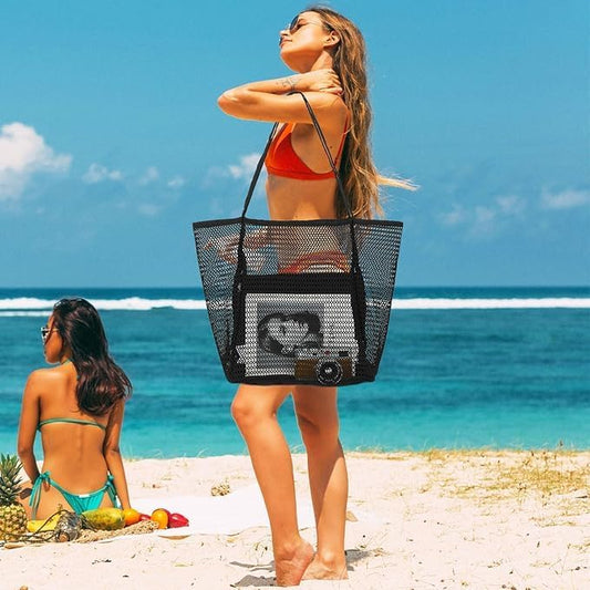 Faltbare Mesh-Strandtas mit Innentasche