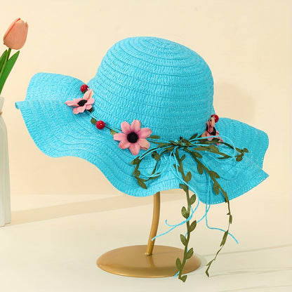 Damen Sommer Strohhut mit Blumen- und Fruchtdetails – Solène