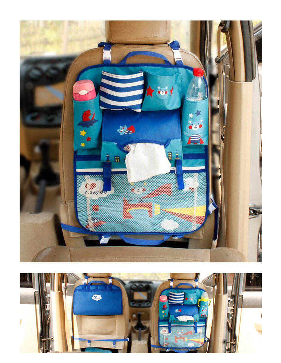 Kinder-Auto Organizer mit Tablet- und Flaschenhalterung – Rückenbuddy (1 kaufen, 1 gratis)