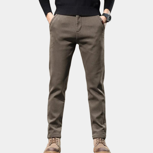 Braune Herren-Chinohose, Baumwolle, lässig, modisch, ideal für Freizeitkleidung.