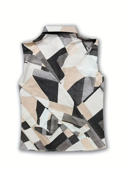 Trendige Damenbluse mit abstraktem Muster und Knopfleiste – Marlene