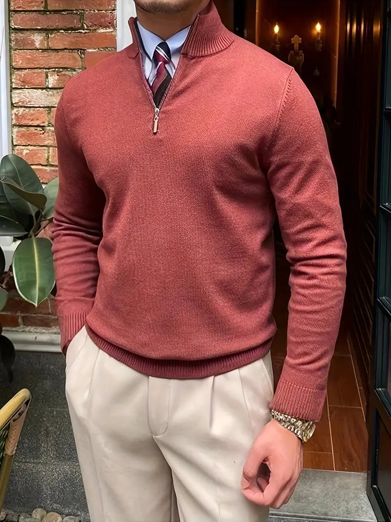 Bequemer Herrenpullover mit Halbzip - Leonardo