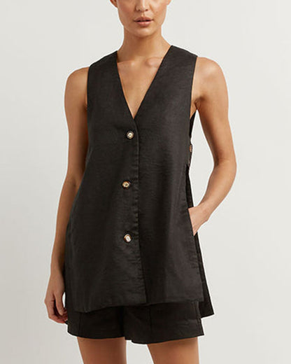 Damen Zomerset mit ärmellosem Gilet und Hochbundshorts – Sylvie