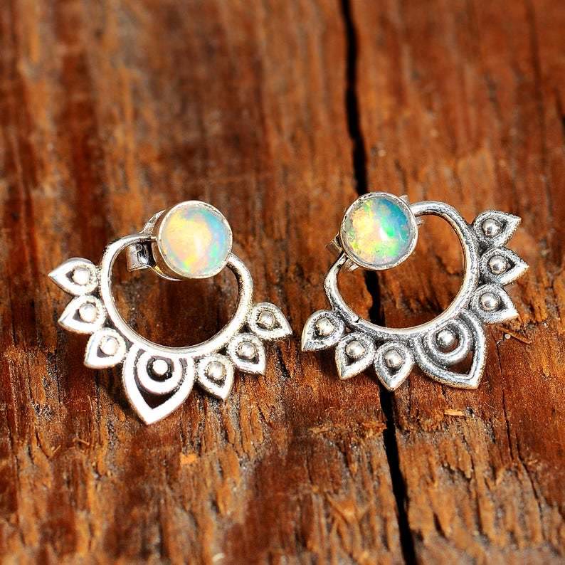 Natürliche Opal Lotus Ohrringe – Sophia