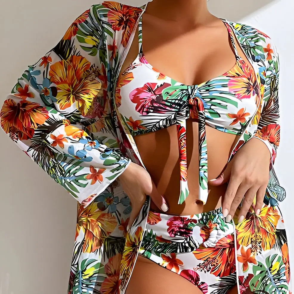 Dreiteiliges Bikini-Set mit High-Waist-Schnitt – Yara