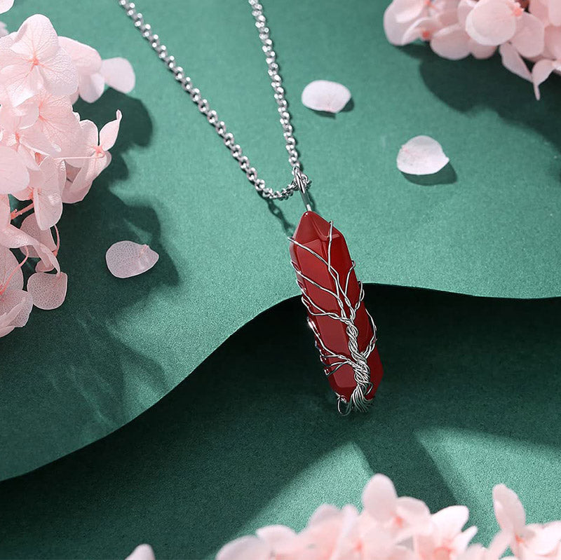 Stilvolle Kristall- und Lebensbaum-Edelsteinkette – Elena