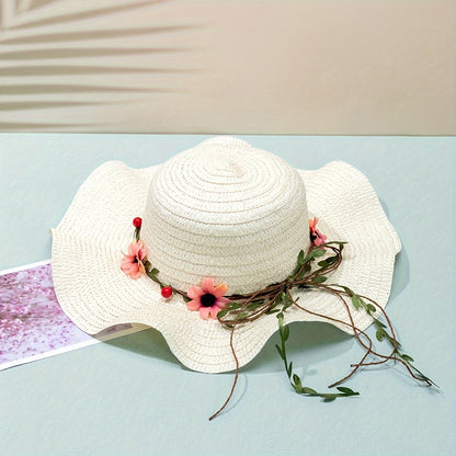 Damen Sommer Strohhut mit Blumen- und Fruchtdetails – Solène
