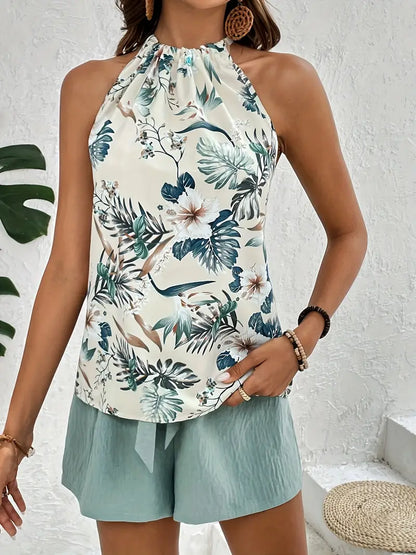 Zweiteiliges Freizeit-Set Damen mit Tropenmuster – Leona