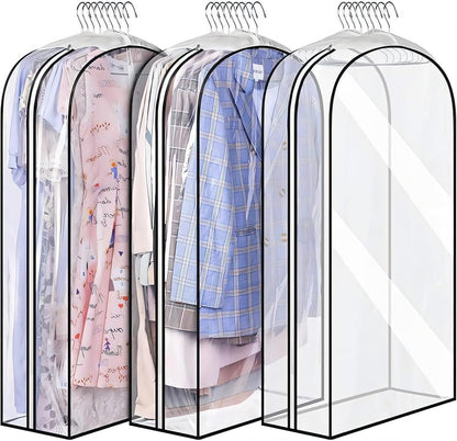 Klare Kleiderschutzhüllen mit Seitenfalten – 3er-Pack Aufbewahrungstaschen mit Seitenreißverschluss (Kaufe 1, erhalte 1 GRATIS)