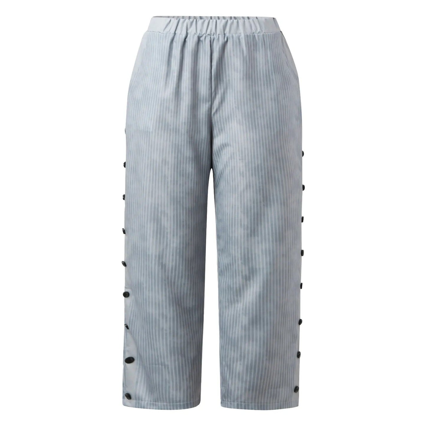 Gestreifte High-Waist Damen Hose mit Zierknöpfen – Florence