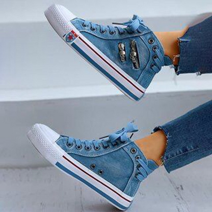 Trendige Hohe Denim Damen Sneaker – Selina