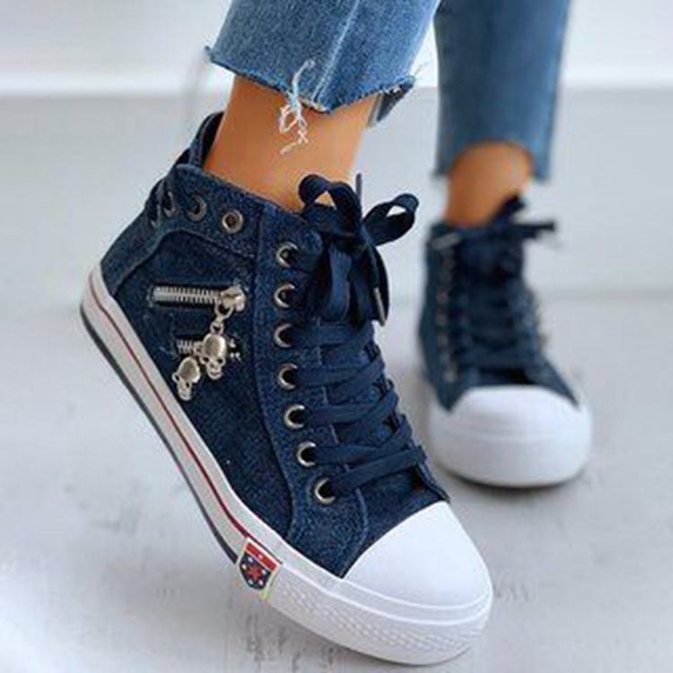 Trendige Hohe Denim Damen Sneaker – Selina