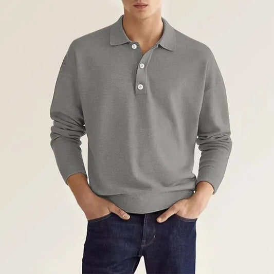 Herrenpoloshirt mit langen Ärmeln – Bastien