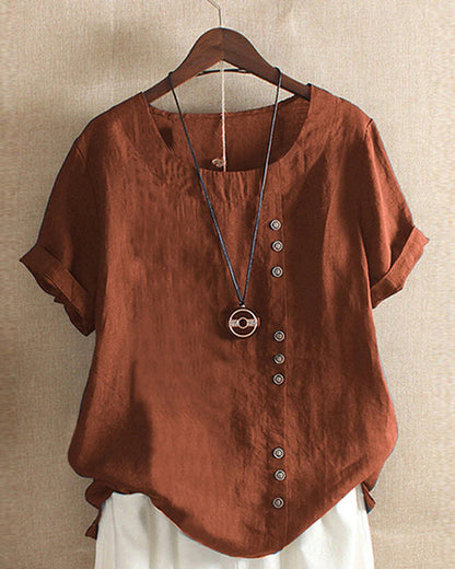 Einfache T-Shirt mit kurzen Ärmeln und rundem Hals – Samantha