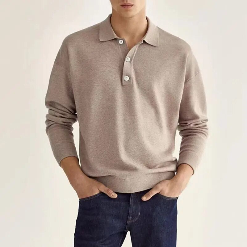 Herrenpoloshirt mit langen Ärmeln – Bastien