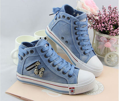 Trendige Hohe Denim Damen Sneaker – Selina
