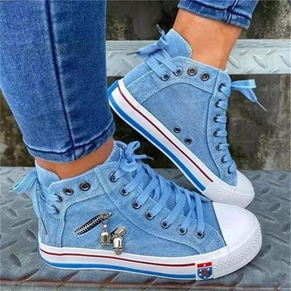 Trendige Hohe Denim Damen Sneaker – Selina