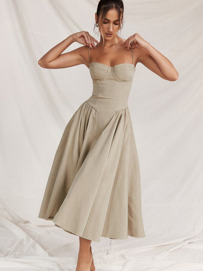 Elegantes Midi-Abendkleid mit Plisseesaum – Amara