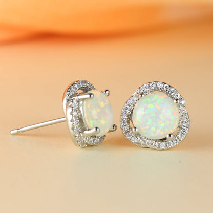 Weiße Opal- & Zirkonia-Kleeblatt-Ohrringe – Elena