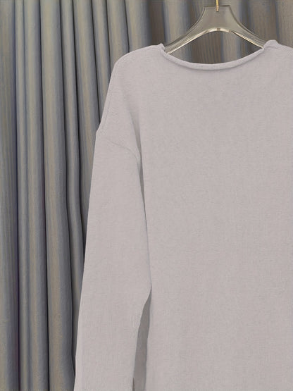 Damen Oversize-Pullover mit V-Ausschnitt & Muster – Alenia