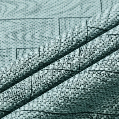 Grauer Stoff mit geometrischem Muster, Nahaufnahme, Textil, Textur, Hintergrund.