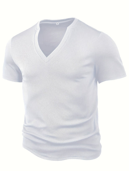 Herren T-Shirt mit tiefem V-Ausschnitt und Struktur – Rafael