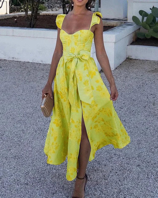 Sommerkleid mit Schmetterlingsärmeln und Druck - Lina