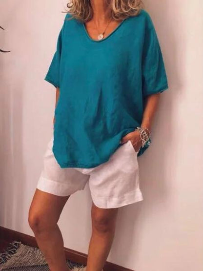 Oversized Leinen Damen T-Shirt – Elin