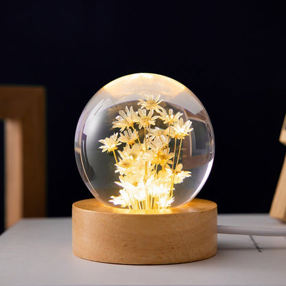 Kristallkugel Lampe mit ewigen Blumen – Lumora