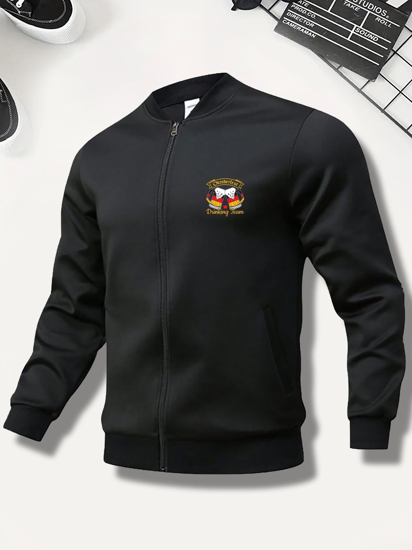 Herren Bomberjacke mit Bier-Print & Reißverschluss – Matthias Oktoberfest 2025