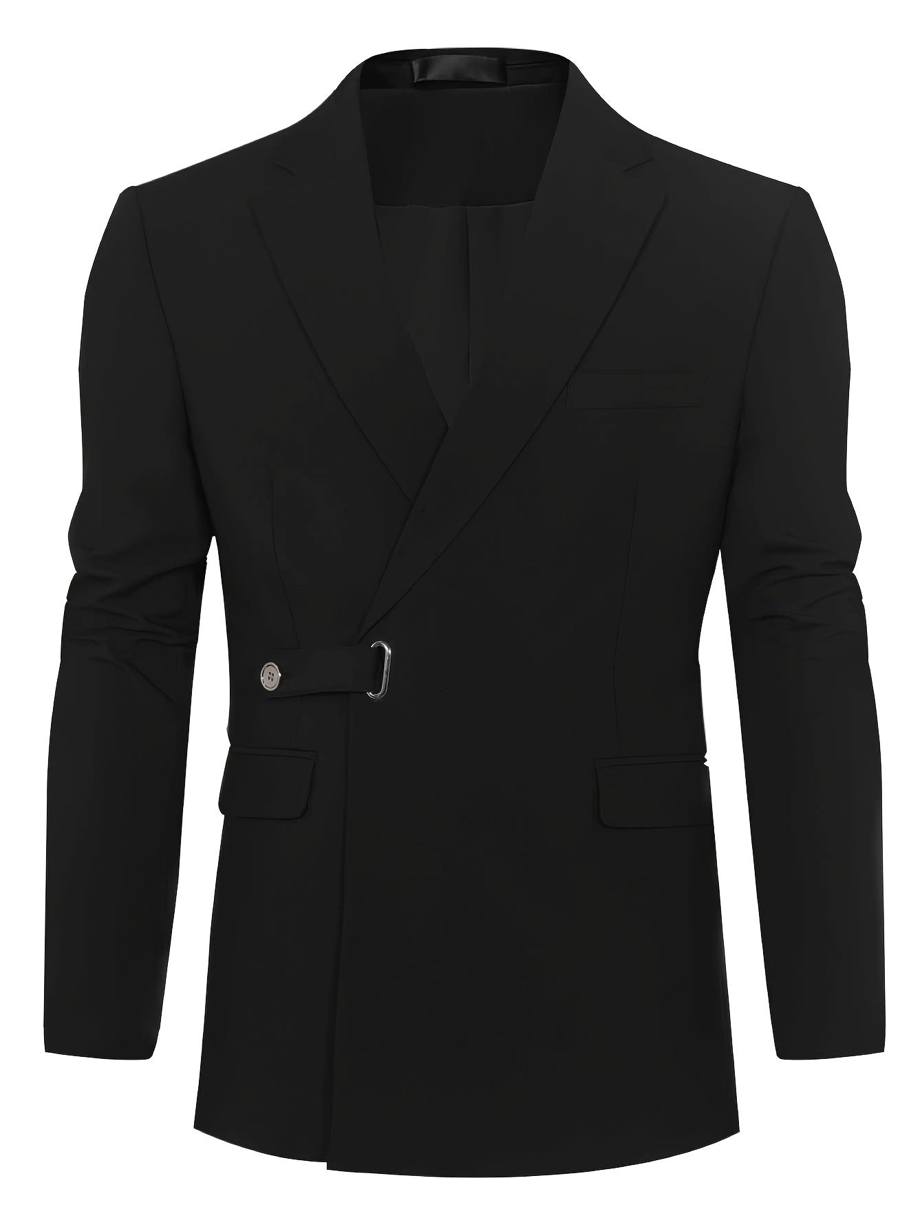 Schwarzes Herren-Sakko, einreihig, elegantes Design, Anzugjacke für formelle Anlässe.