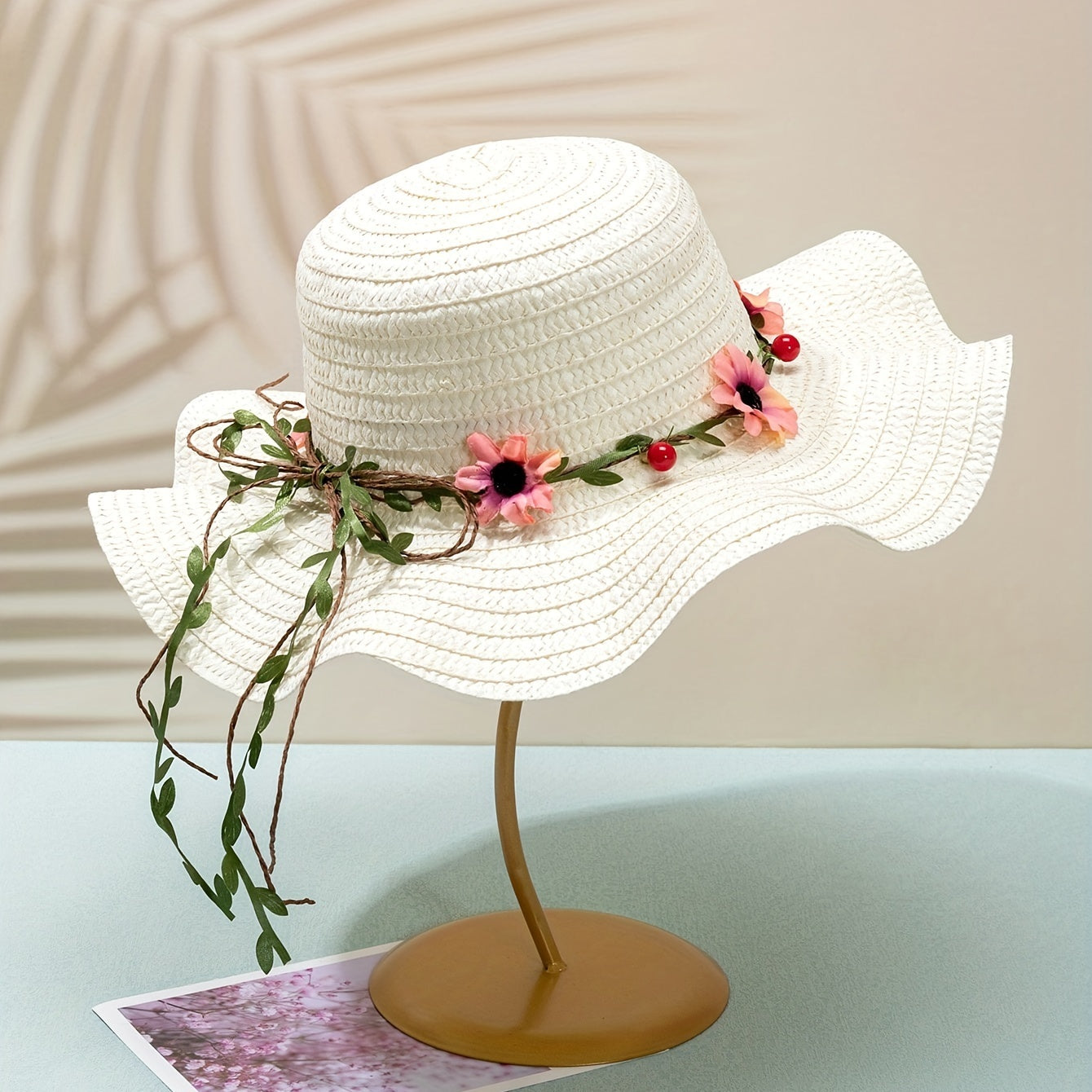 Damen Sommer Strohhut mit Blumen- und Fruchtdetails – Solène