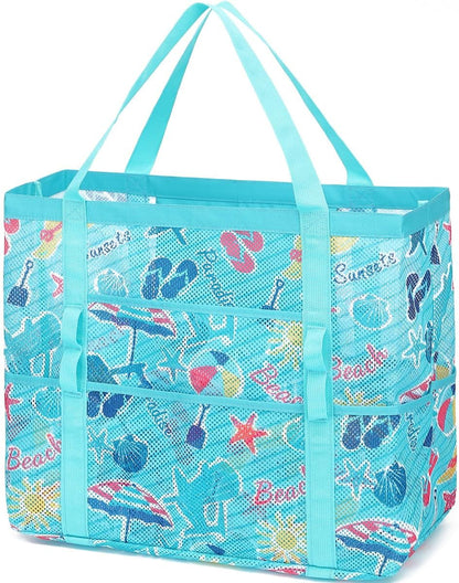 Kaufe 1, Erhalte 1 GRATIS – Extra Große Durchsichtige Mesh-Strandtasche mit 8 Taschen – ClearWave