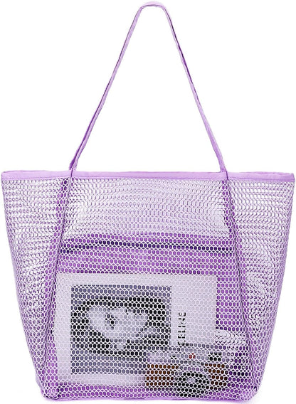 Kaufe 1, Erhalte 1 GRATIS – Extra Große Durchsichtige Mesh-Strandtasche mit 8 Taschen – ClearWave